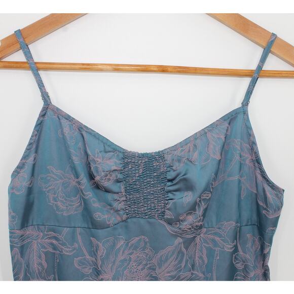 Floral Ruffle Hem Satin Mini Dress‎ Y2K Babydoll Fairy Blue Pink Summer Size S - Picture 2 of 10